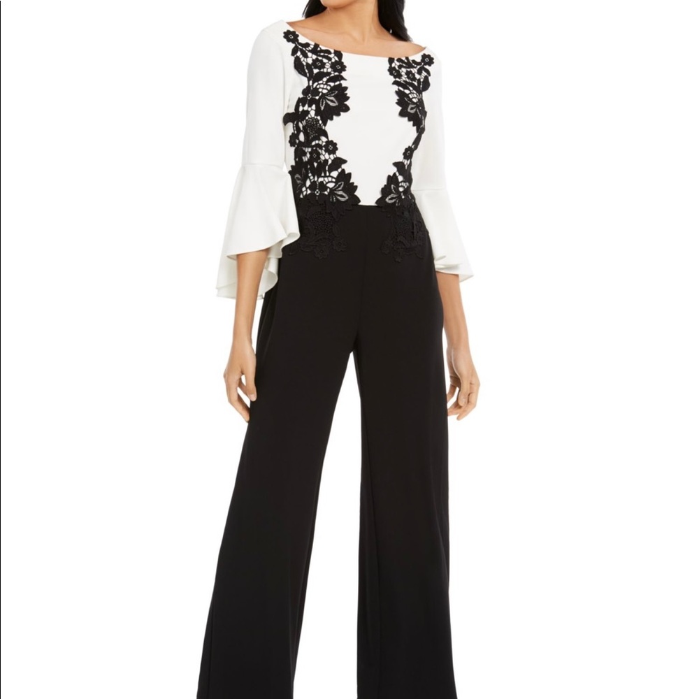 MSK White and Black Lace Jumpsuit